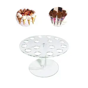 Custom Ice Cream Cone Holder 16 Holes Clear Acrylic Stand Candy Shelf Transparent Display Stand for Kids Parties Anniversaries