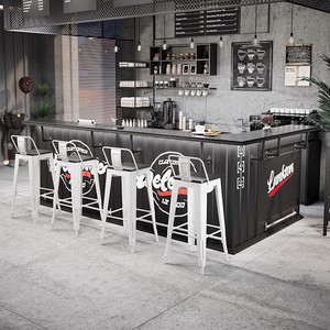 Quầy bar phong cách công nghiệp cao cấp dùng cho nhà, quán bar ngoài trời, khách sạn, chất liệu sắt, thiết kế sáng tạo, phục vụ ăn uống, bi-a, cà phê, nhà hàng, quán bar. - Product Image 2