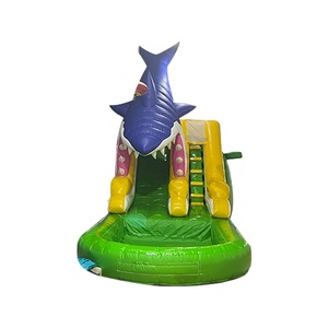 Toboggan aquatique <span class=keywords><strong>gonflable</strong></span> sur le thème du <span class=keywords><strong>requin</strong></span> avec <span class=keywords><strong>piscine</strong></span> intérieure et extérieure - Product Image 1