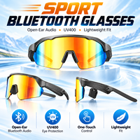 Lunettes de cyclisme intelligentes 5.3 44g UV400 130mAh 4-5H Musique Commande tactile Étanche IPX-4 Type-C Audio ouvert 50H en veille Lentille anti-vent