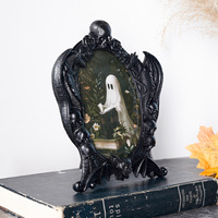 Cadre photo en résine écologique avec motif chauve-souris 3D en relief, style gothique sombre américain, vintage, pour Halloween, hôtel, bar, festival, décoration de table