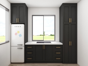 Armoires de cuisine modernes en bois noir et blanc MDF, laquées, designs complets d'armoires de cuisine - Product Image 2