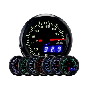 Pengukur suhu mobil Digital LED, 60mm 7 warna, temperatur air, Oli, tekan Oli, meteran mobil, Tachometer RPM, pengukur vakum balap, universal