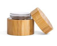 Pot cosmétique rond en verre avec couvercle à vis en bois, conteneur de crème givré, emballage avec impression sérigraphique