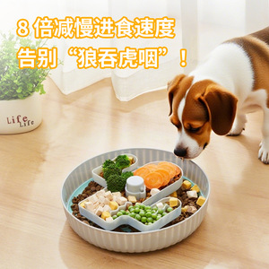 ชามอาหารหมุนได้สำหรับแมวและสุนัข ขนาด 26x26x6 ซม. ป้องกันการสำลัก พร้อมช่องแบ่งหลายช่อง - Product Image 3