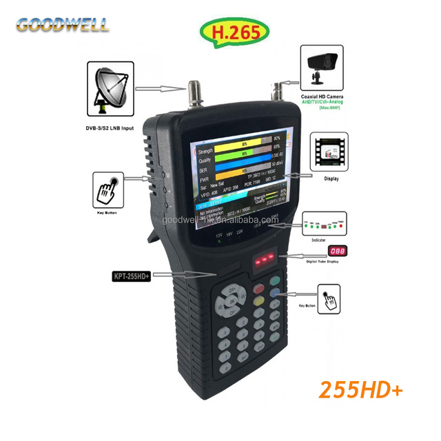 Factory Direct Supply 4.3" Handheld HD Digital Satellite Finder ,Support DVB-S/S2,MPEG-4 /H.265 Satellite Signal and Video