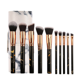 HMU – ensemble de pinceaux de <span class=keywords><strong>maquillage</strong></span> en marbre, étiquette privée végétalienne, bon marché, Kabuki, 10 pièces - Product Image 4