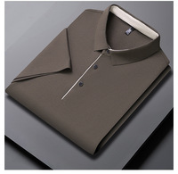 Chemise d'été pour homme en soie glacée tissée unie sans couture, décontractée et professionnelle, douce pour la peau, respirante, à col revers et manches courtes