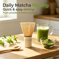 Fouet à matcha artisanal en bambou bio, personnalisé avec logo gravé, vente en gros