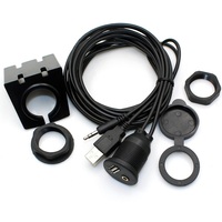 Cable Adaptador de Extensión Auxiliar USB de 3.5 mm para Montaje en Panel Frontal de Automóvil
