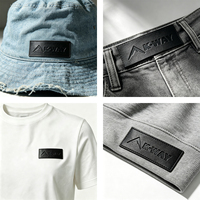 Écussons personnalisés en cuir PU noir écologique, étiquettes thermocollées pour jeans, étiquettes de vêtements à coudre, accessoires vestimentaires, vente en gros OEM