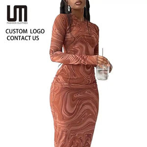 Robe Longue Liu Ming à Col Rond Imprimée à Manches Longues, Grande Vente, Logo Personnalisé, pour Femme, Fête et Club - Product Image 1