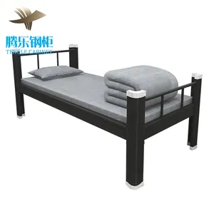 Раскладная кровать с завода Гуандун, односпальные двухъярусные кровати из стали для персонала, для детей, оптовая продажа, школьная мебель, металлическая односпальная кровать