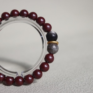 Pulsera de Meteorito de Hierro de Altai, Cinabrio Rojo, Energéticamente Purificada, Protección Cósmica, Energía, para Practicantes de Metafísica - Product Image 4