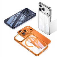 Étui de téléphone magnétique sans fil ultra fin antichoc en acrylique électro-plaqué orange GKK, protection de l'objectif de l'appareil photo, couleur unie, 17