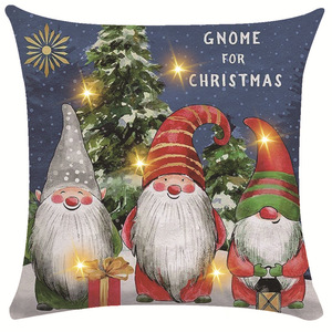 Federa Moderna in Lino Fokusent con Luce LED, Decorazione Natalizia con Gnomo e Pupazzo di Neve per Divano - Product Image 4