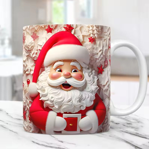 Taza de Café/Té de Cerámica Reutilizable de 11 oz con Diseño 3D de Santa Claus, Apta para Alimentos, para Navidad, con 8 Estilos Diferentes - Product Image 2