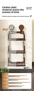 Étagère de rangement murale pliable multifonctionnelle moderne à trois niveaux en métal durable <span class=keywords><strong>pour</strong></span> la cuisine à domicile, ventouse <span class=keywords><strong>pour</strong></span> vaisselle et bols - Product Image 4
