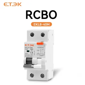 ETEK Spot pengiriman tipe AC RCBO Breaker 30mA 1P + N lengkungan C perangkat pelindung kebocoran rcbo EKL8-40M