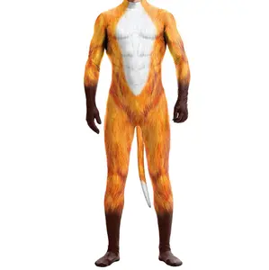 Cosplay Zentai紧身衣3D印花动物男子万圣节派对全身紧身衣服装动物情侣紧身服装