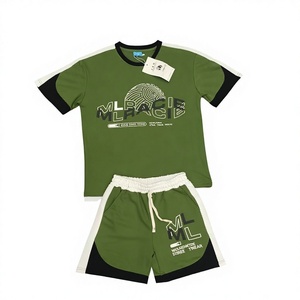 Conjunto Deportivo de Verano para Hombre <span class=keywords><strong>J</strong></span> & <span class=keywords><strong>H</strong></span>, 2 Piezas, Camiseta y Pantalones Cortos, 100% Algodón Ecológico, Estampado Digital, Bloques de Color, Tallas Grandes - Product Image 3