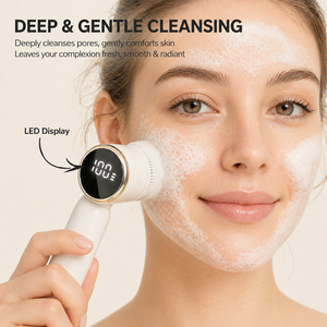 Brosse nettoyante pour le visage imperméable IPX6, exfoliante, massante, nettoyant facial en silicone, brosse nettoyante électrique pour le visage avec 6 têtes - Product Image 2