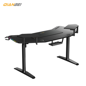 Bureau de travail réglable en hauteur à double moteur avec support pour ordinateur portable en bois pour tables de jeu et moniteur, surface en MDF - Product Image 6