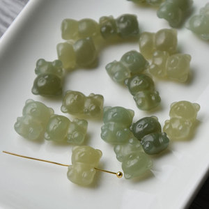 Natural Hetian Jade Bear Charms Animal Shape Pendants For <b>Bracelet</b> Or <b>Phone</b> Accessory Gift From China - Product Image 3