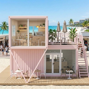 <span class=keywords><strong>Casa</strong></span> Contenedor de Dos Pisos Desmontable, Local Comercial, Tiendas Modulares Prefabricadas con Terraza, Estructura de Acero - Product Image 1
