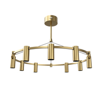 Lámpara de Techo Redonda Clásica de Latón de Lujo, Candelabro Art Deco para Comedor