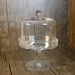 High Quality Kitchen Home Small Glass Cake Stand Serving Plate Platter With Dome
