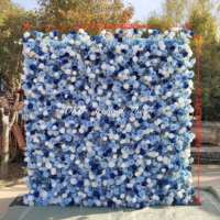5d soie fleur mur roulé bleu et blanc artificiel haute qualité fleur bleue panneau mural toile de fond décor