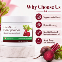CubeSecret Poudre de Betterave Saveur Pomme Naturelle Sans OGM Superaliment Antioxydant Énergie Immunité Complément Alimentaire Quotidien