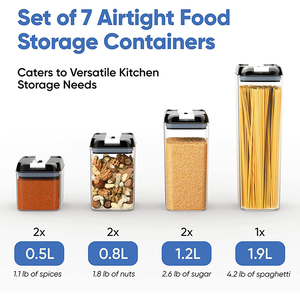 Juego de contenedores de alimentos herméticos multifuncionales, sin BPA, plástico transparente y duradero, contenedores de almacenamiento de alimentos con tapas, 7 Uds. - Product Image 2