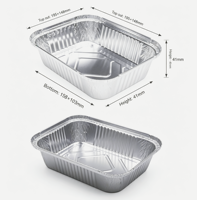 Barquette en aluminium naturel de 650 ml, jetable, non revêtue, pour plats à emporter et cuisson