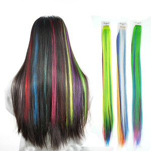 Extensions de cheveux synthétiques à clips pas chères, cheveux raides colorés, fibre haute température, faciles à poser pour les débutants, pour les fêtes - Product Image 1
