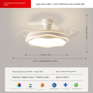 2025 mới Độ nhạy cao điện LED Quạt trần vô hình đèn phòng ăn đèn chùm Trung Sơn đèn cho khách Quạt trần - Product Image 5