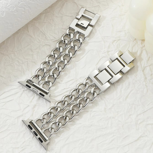 Correa de Reloj Metálica Personalizada de 20mm 22mm para Mujer, Estilo Vaquero de Lujo Ligero, Cadena de Acero Inoxidable, Popular para <span class=keywords><strong>Apple</strong></span> <span class=keywords><strong>Watch</strong></span> Series 9 5 <span class=keywords><strong>SE</strong></span> - Product Image 4