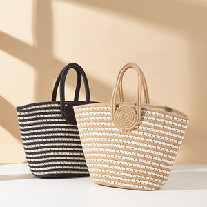 Sac à main <span class=keywords><strong>en</strong></span> coton rayé tissé à la main, grande capacité, sac de plage pour femmes, style décontracté, sac fourre-tout artisanal pour ordinateur portable - Product Image 5