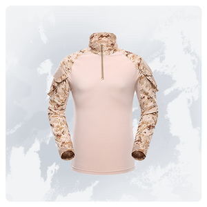 튼튼한 액티브 프로 아웃도어 전술 셔츠 지퍼 칼라 탑 벨크로 포켓 통기성 조절 가능한 커프 팔꿈치 패드 호환 - Product Image 6