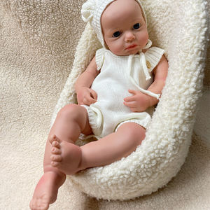Muñeco Reborn <span class=keywords><strong>de</strong></span> Silicona <span class=keywords><strong>de</strong></span> Cuerpo Completo Lavable, Pintado/Sin Pintar, <span class=keywords><strong>de</strong></span> 44 CM, Hecho a Mano, para Niños, Bebé Recién Nacido, Rollizo, Niño/Niña, Ojos Abiertos LouoLou - Product Image 3