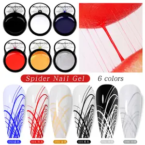 6 Cores 5ml Desenho de Arame Gel Nail Polish Aranha Web Gel Criativo Ponto Para Linha Nail Art Gel Verniz OEM/ODM Serviço Disponível