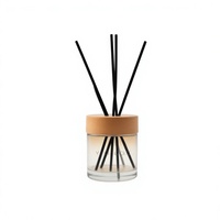 Bouteille diffuseur de parfum en verre de 200 ml, cylindrique, avec bouchon en bois, emballage personnalisé avec logo