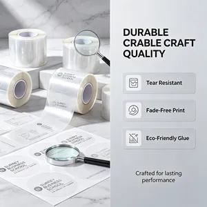 Self-Adhesive Round PET <b>Label</b> Roll Clear Strong Stickiness <b>Waterproof</b> for Business Packaging - Product Image 1