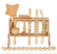 Ensemble d'outils de madérothérapie en bois pour le visage et le corps, masseur anti-cellulite en bois avec support de rangement de luxe, vente en gros