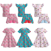 Robe d'été pour bébés et enfants à col rond en soie de lait, respirante, à volants, style princesse, avec boutons, longueur genou, pour filles, personnages de dessins animés, ODM