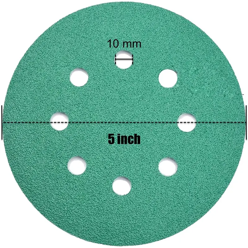 샌딩 페이퍼 구멍이 있건 없건 습식 페인트 및 유성 목재 용 프리미엄 원재료의 녹색 모래 종이 디스크