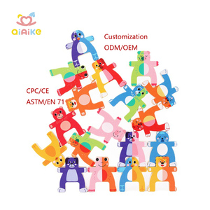 Nouveau design Montessori jeu éducatif précoce bricolage équilibre blocs d'empilage <span class=keywords><strong>animaux</strong></span> jouets empilables en bois pour enfants garçons filles - Product Image 1