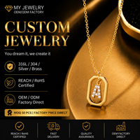 Kalung Huruf Awal Kustom Baja Anti Karat Berlapis Emas Liontin Zirkon Rantai Sambung Grosir Perhiasan Fashion untuk Wanita