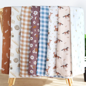 Set di Copertine Swaddle per Neonati in Mussola di <span class=keywords><strong>Cotone</strong></span> Organico e Bambù, 120x120cm, Unisex, Motivo a Scacchi, Fascia Avvolgente per Neonati, Basso MOQ - Product Image 5